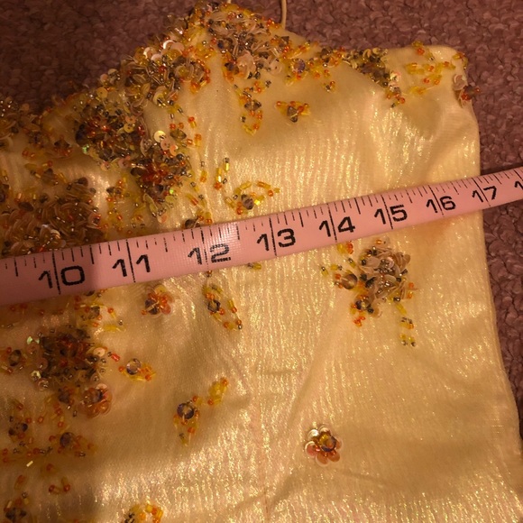 Unique Vintage Beaded Yellow Ballgown - Picture 17 of 17